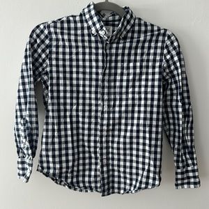 Boys Crewcut J. Crew navy and white gingham button up size 10 large